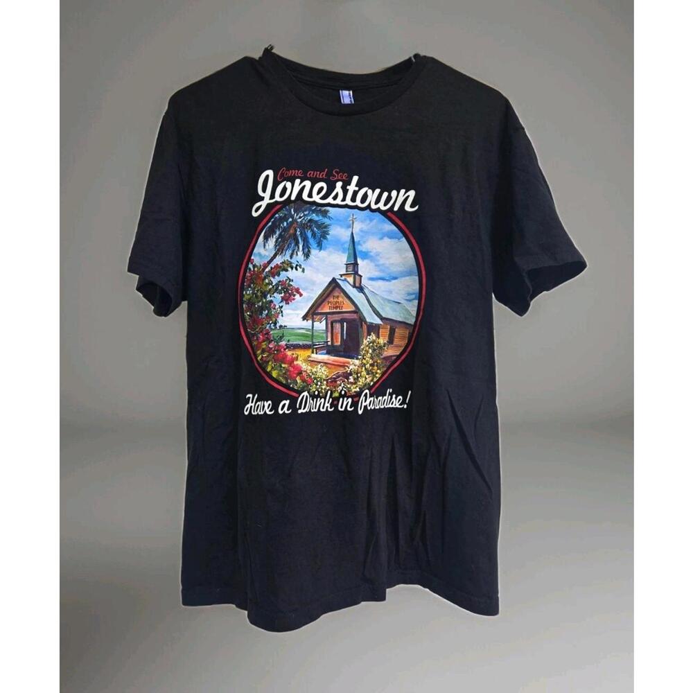 Come and See Jonestown Dont Drink The Punch T-Shirt Dark Humor Sz L